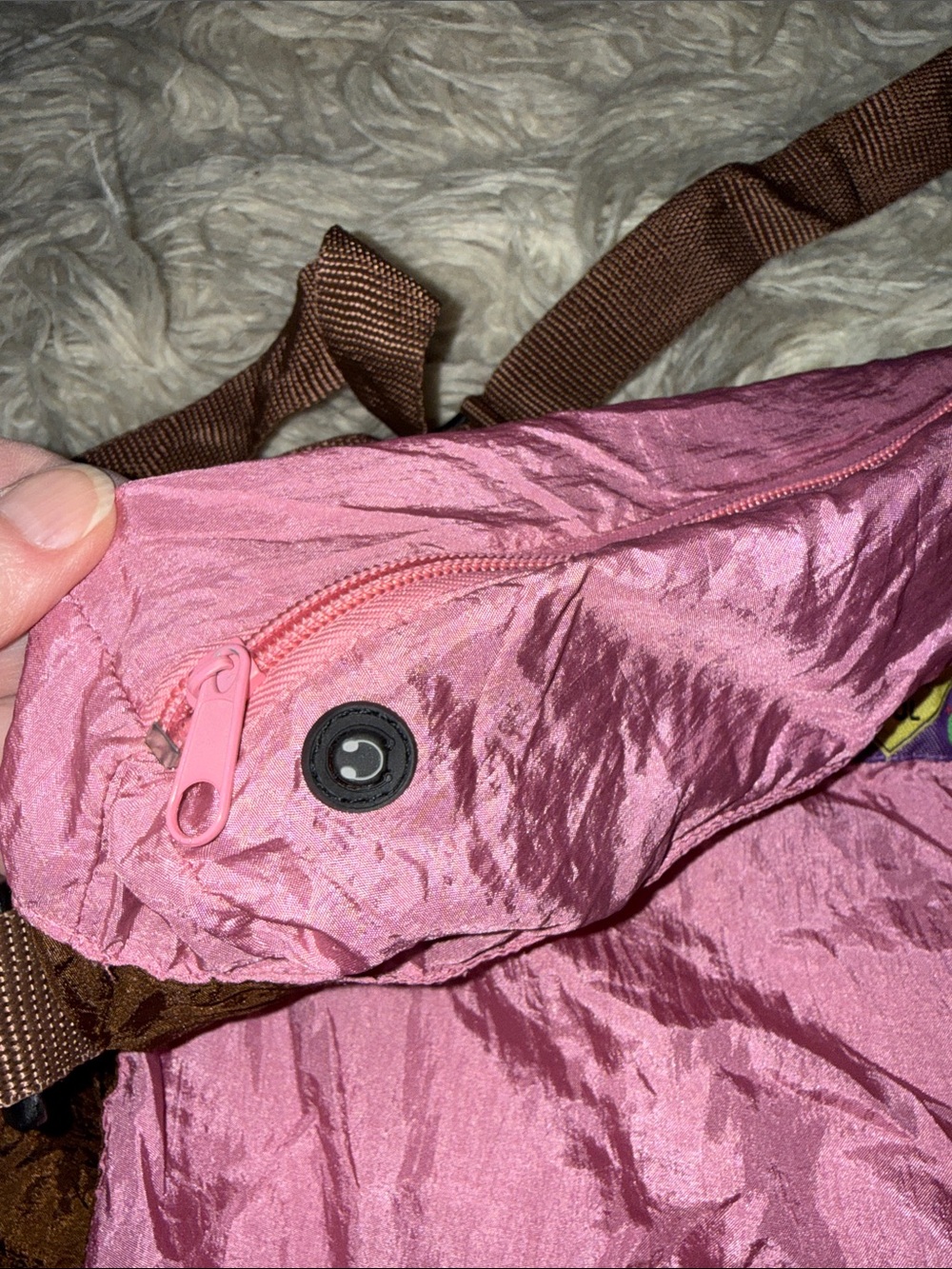 Onya Side Pink and Brown Foldable Shoulder Bag - Picture 5 of 7